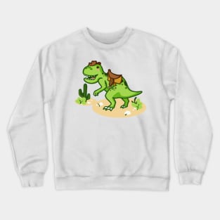 Cowboy T-Rex with little hat and saddle, tyrannosaurus, dino, dinosaur Crewneck Sweatshirt